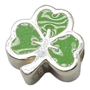 Solvar Sterling Silver Enamel Irish Shamrock Slide Charm Kids New Old Stock